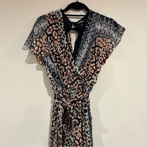 Express Black animal print jumpsuit V-Neck
